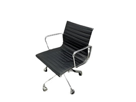 Emanate Design - Ribbed Black Leather Chair