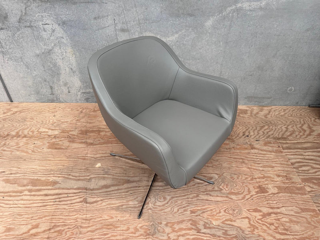 Grey PU leather armchair